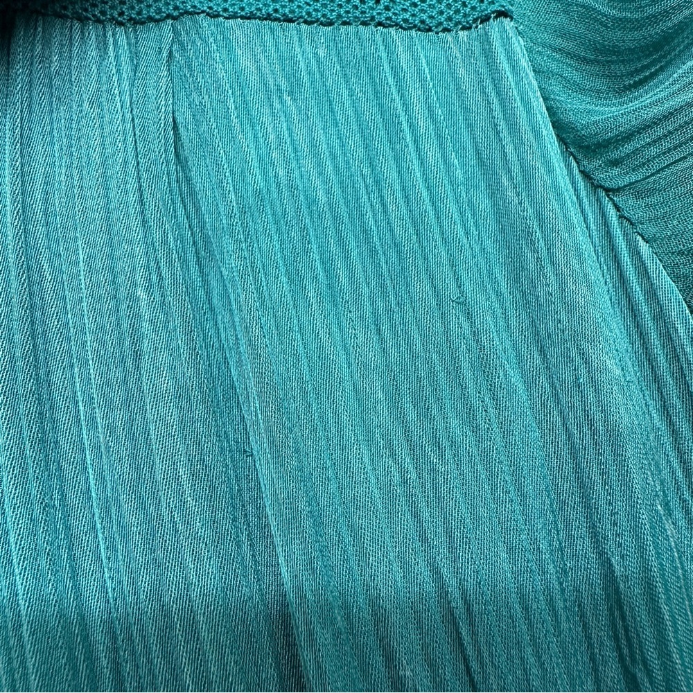 Sundance Adore Moi Long Sleeve Midi Dress Medium Pacific Teal Tiered Sheer Boho - Picture 9 of 12